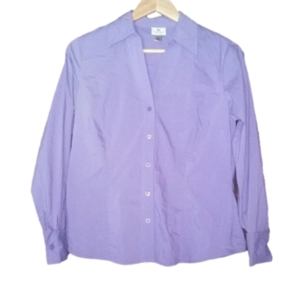 Petite Ladies Casual Lavender Button Shirt